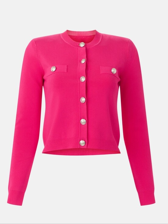 L'AGENCE Sweaters - L'agence Toulouse Cropped Cardigan Top Crew Neck Long Sleeves Size L